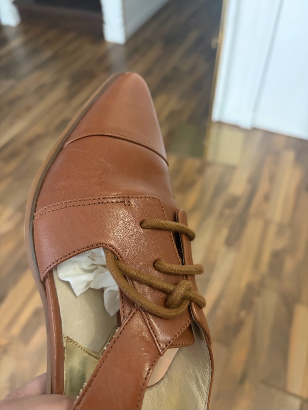 MICHAEL Michael Kors Tan Cognac Brown Leather Pointed Toe Graham Oxfords, 7M - Picture 4 of 9
